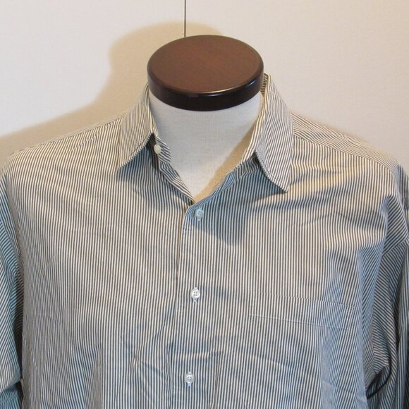 Brooks Brothers Men's Shirt French Cuffs Black and White Stripes Cotton XXL - Picture 2 of 8